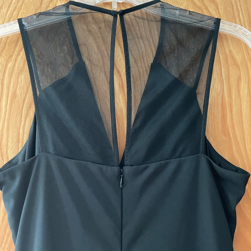 Parker Black evening gown, black sheath, mesh straps, front slit, size 2 - Picture 10 of 13